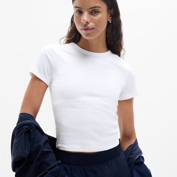 Athleta Tops - Athleta Ribbed Cropped Ter White Women's M